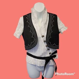 2/$20 Vintage one piece lace top dress shirt with vest